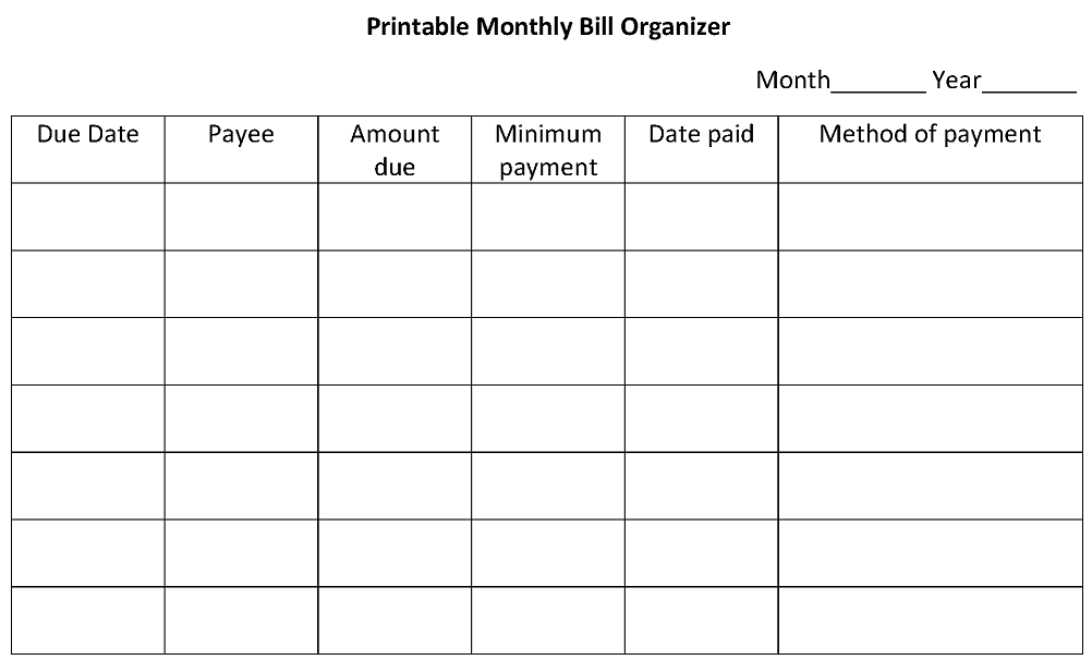 Bewitching image in create a printable monthly bill organizer Bright image throughout create a printable monthly bill organizer