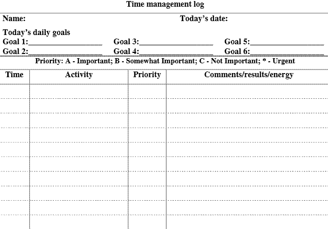 Daily time management template free